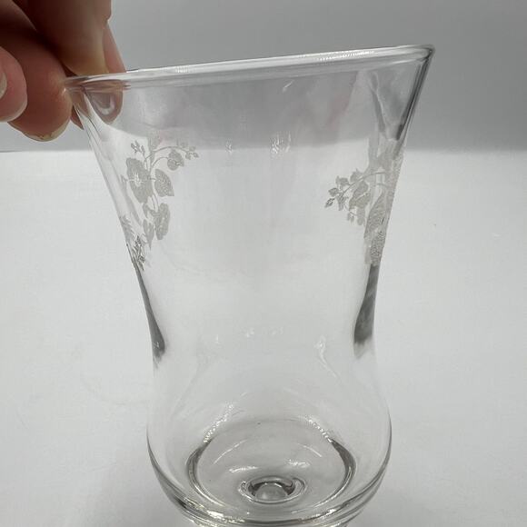 Vintage Homco Clear Glass Candelabra Cup Floral & Hummingbird Etched Votive - Picture 5 of 9